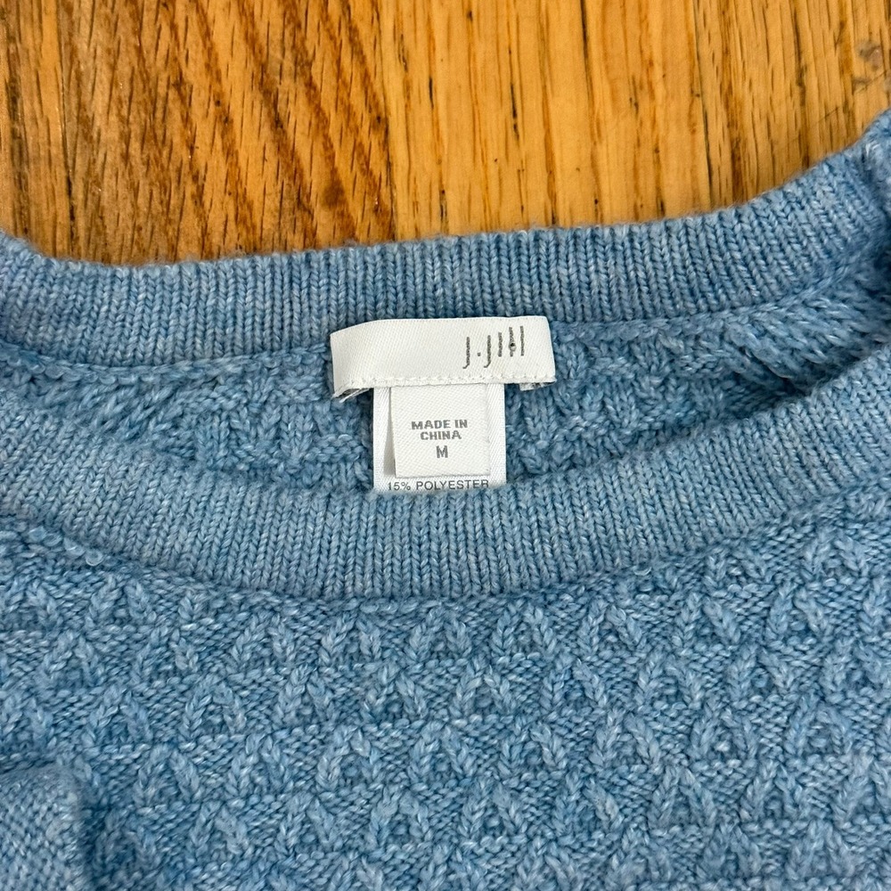 J. Jill Sweater M Light Blue Mixed Knit Textured Side Button Fall Winter - Picture 3 of 11